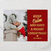 Blijf Kalm En Krijg Een Prettig Kerstfeest Folie Feestdagenkaart (Voorkant)