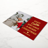 Blijf Kalm En Krijg Een Prettig Kerstfeest Folie Feestdagenkaart (Gedraaid)