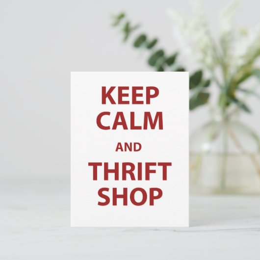 Blijf kalm en kringloopwinkel briefkaart (Staand voorkant)