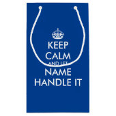 Blijf kalm en laat het grappige blauwe cadeauzakje (Achterkant)