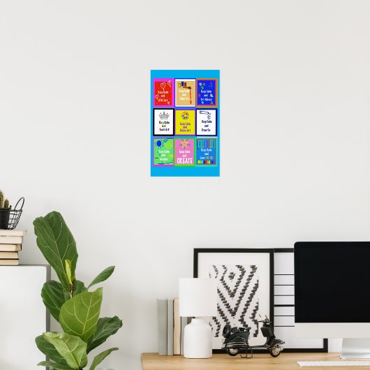Blijf kalm en leer kunst Poster (Thuiskantoor)