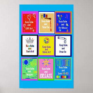 Blijf kalm en leer kunst Poster
