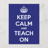 Blijf kalm en leer op blauw Briefkaart (Voorkant)