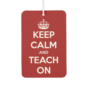 Blijf kalm en leer op rood en wit luchtverfrisser