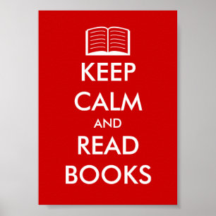 Blijf kalm en lees boeken poster voor boekenliefhe