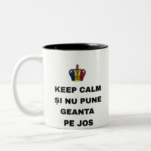BLIJF KALM EN LEG DE TAS NIET OP DE GROND TWEEKLEURIGE KOFFIEMOK