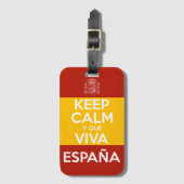 Blijf Kalm en leve Spanje Bagagelabel (Voorkant (verticaal))