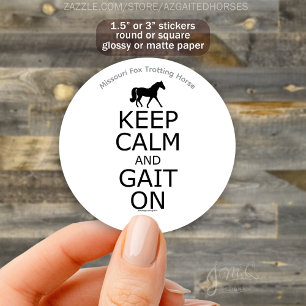 Blijf kalm en loop op Missouri Fox Trotter Horse Ronde Sticker