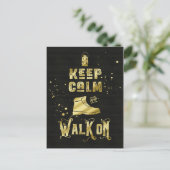 Blijf kalm en lopen op Gold Hiking Boot Typografie Briefkaart (Staand voorkant)
