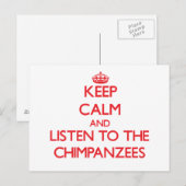 Blijf kalm en luister naar de chimpansees briefkaart (Voorkant / Achterkant)