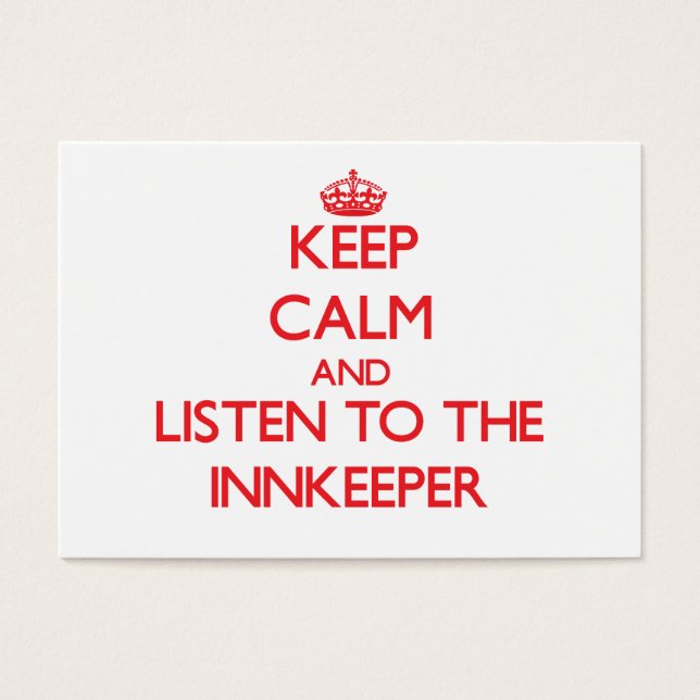 Blijf kalm en luister naar de Innkeeper Visitekaartjes (Voorkant)