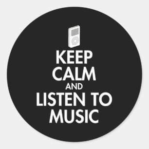 Blijf kalm en luister naar muziek ronde sticker