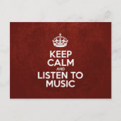 Blijf kalm en luister naar muziek - rood leder briefkaart (Voorkant)