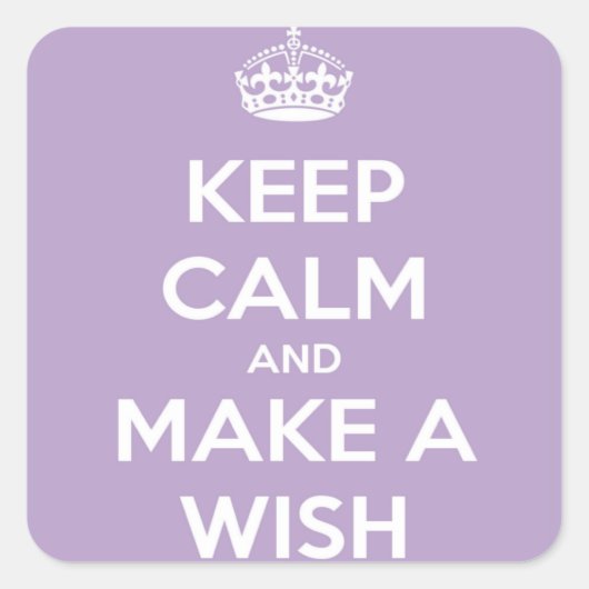 Blijf kalm en maak een wens lavendel vierkante sticker (Voorkant)