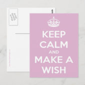 Blijf kalm en maak een wens roze briefkaart (Voorkant / Achterkant)