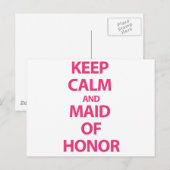 Blijf kalm en Maid of Honor Briefkaart (Voorkant / Achterkant)