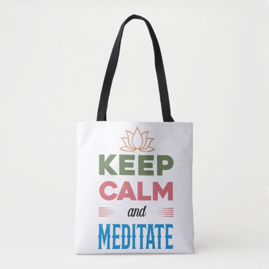 Blijf kalm en mediteer - levendige mindfulness-kun tote bag (Voorkant)