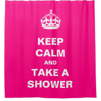 Blijf kalm en neem een douche Girly Hot Pink Douchegordijn