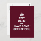 Blijf kalm en neem wat Gefilte Fish Briefkaart (Voorkant / Achterkant)
