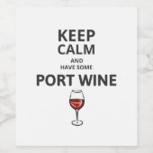Blijf kalm en neem wat portwijn wijn etiket (Enkel label)