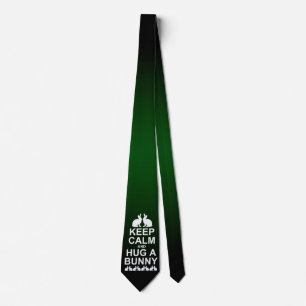 Blijf Kalm en Omhels een Konijn Tie Dbl(Groen/Zwar Stropdas