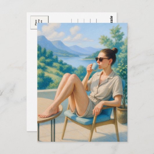 Blijf kalm en ontspan Waterverf Briefkaart (Voorkant / Achterkant)