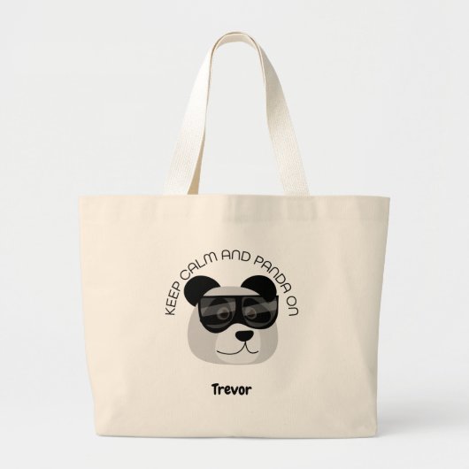 Blijf Kalm en Panda Aan Grote Tote Bag (Voorkant)