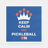 Blijf kalm en Pickleball aan, blauw Sinaasappel en Servet (Voorkant)