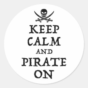 Blijf kalm en piraat op grappige praat als een pir ronde sticker