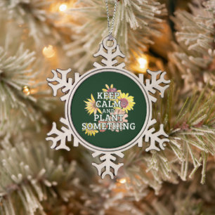 Blijf kalm en Plant Iets - Tuinman Snowflake Tin Sneeuwvlok Ornament