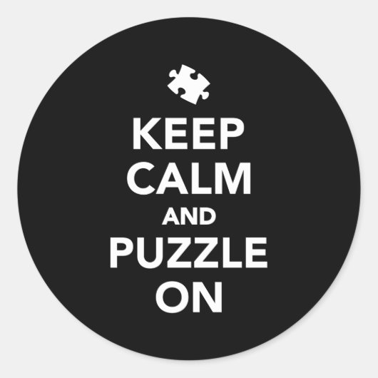 Blijf kalm en puzzel aan ronde sticker (Voorkant)
