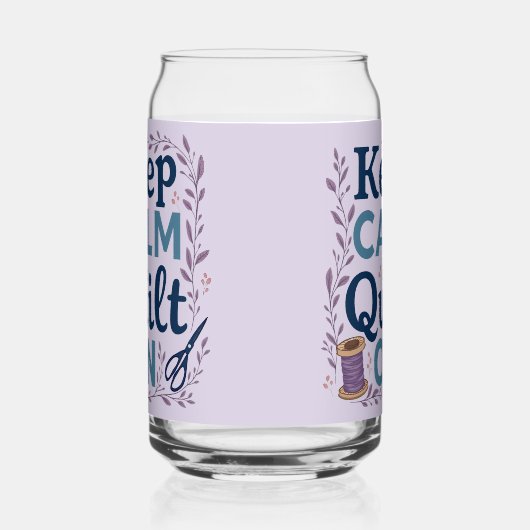 Blijf kalm en quilt op  naaien minnaar ontwerp blikvorm glas (Links)