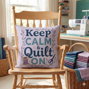 Blijf kalm en quilt op  naaien minnaar ontwerp kussen