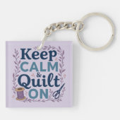 Blijf kalm en quilt op  naaien minnaar ontwerp sleutelhanger (Achterkant)