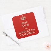 Blijf kalm en raadpleeg een osteopaat vierkante sticker (Envelop)
