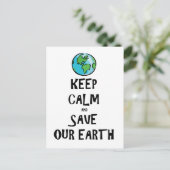 Blijf kalm en red onze aarde briefkaart (Staand voorkant)