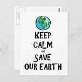 Blijf kalm en red onze aarde briefkaart (Voorkant / Achterkant)