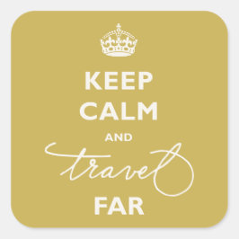Blijf KalM En Reis Ver Handgeschreven Lettertype G Vierkante Sticker