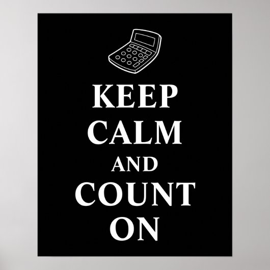 Blijf kalm en reken op rekenmachine poster (Voorkant)