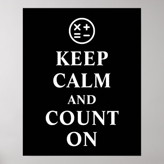 Blijf kalm en reken op typografie Wiskunde Poster (Voorkant)
