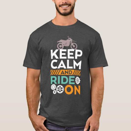 Blijf kalm en ride op de T-shirt van de fietser (Voorkant)