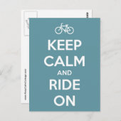 Blijf kalm en rijden op blauw briefkaart (Voorkant / Achterkant)