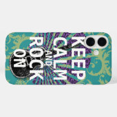BLIJF KALM EN ROCK ON Verander blauwgroen elke kle Case-Mate iPhone Case (Achterkant (horizontaal))