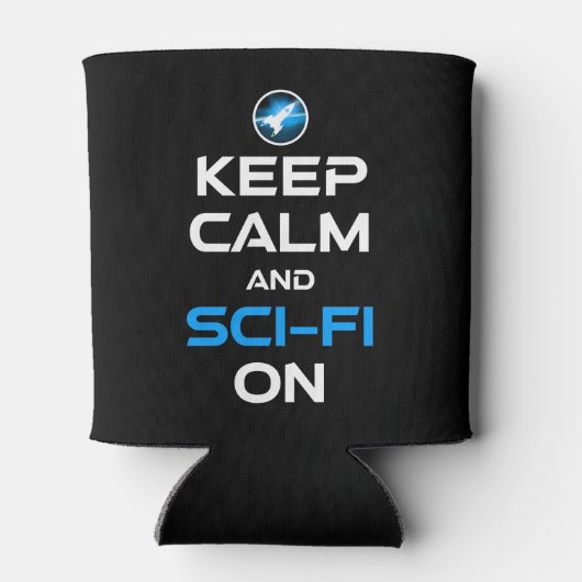 Blijf kalm en sci-fi aan blikjeskoeler (Achterkant)