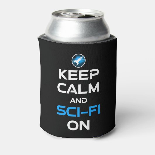 Blijf kalm en sci-fi aan blikjeskoeler (Blikje Achterkant)