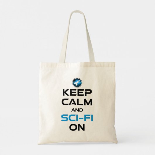 Blijf kalm en sci-fi aan tote bag (Achterkant)