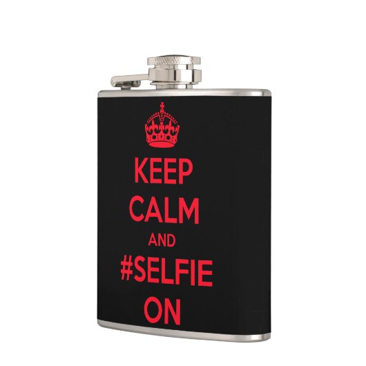 Blijf kalm en #selfie door heupfles (Links)