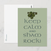 Blijf kalm en sham rock! briefkaart (Voorkant / Achterkant)