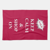 Blijf kalm en shop op theedoek (Horizontaal)