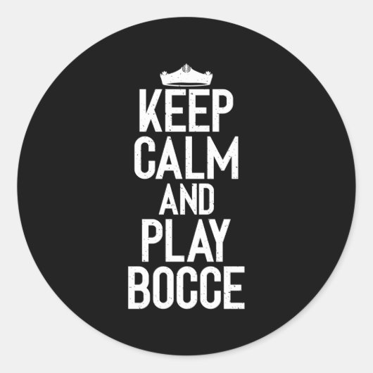 Blijf kalm en speel Bocce Ronde Sticker (Voorkant)